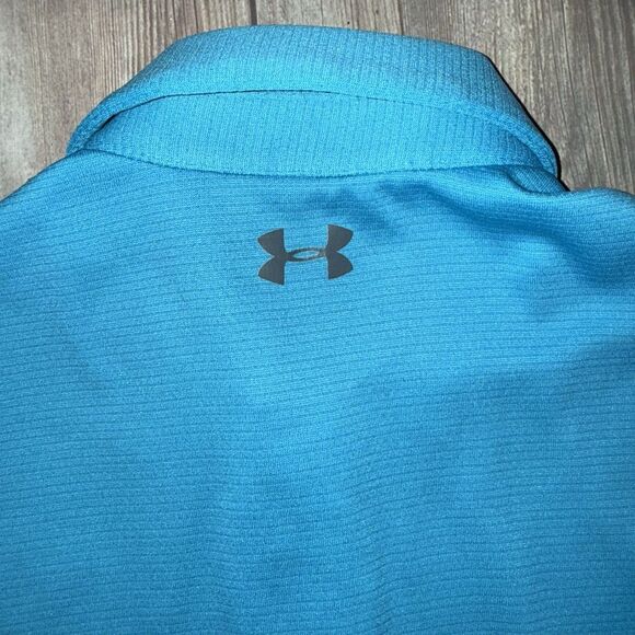 Men's Under Armour Tech Polo Blue Size Medium Heatgear Loose Fit - Picture 6 of 10